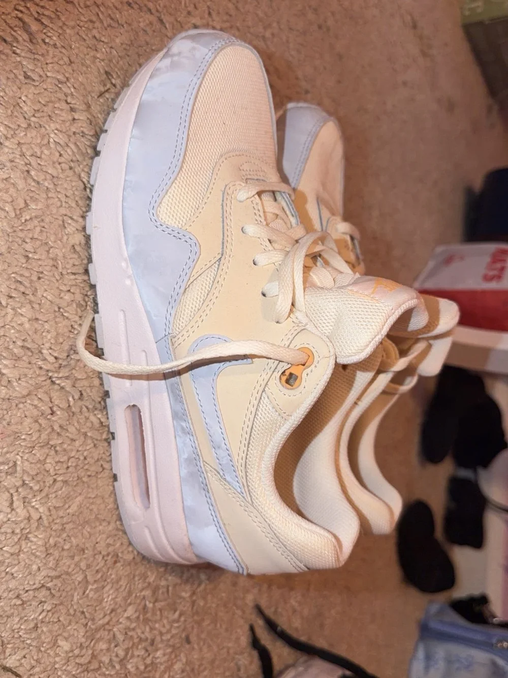 Nike Cream and Light Blue Low-Top Sneakers